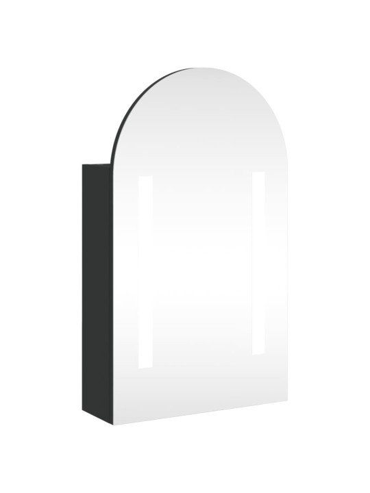 Koupelnová zrcadlová skříňka s LED klenutá černá 42x13x70 cm
