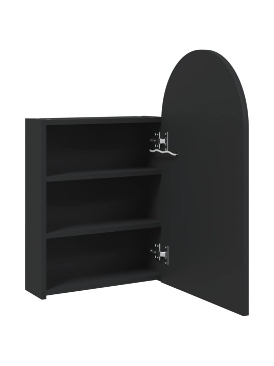 Koupelnová zrcadlová skříňka s LED klenutá černá 42x13x70 cm