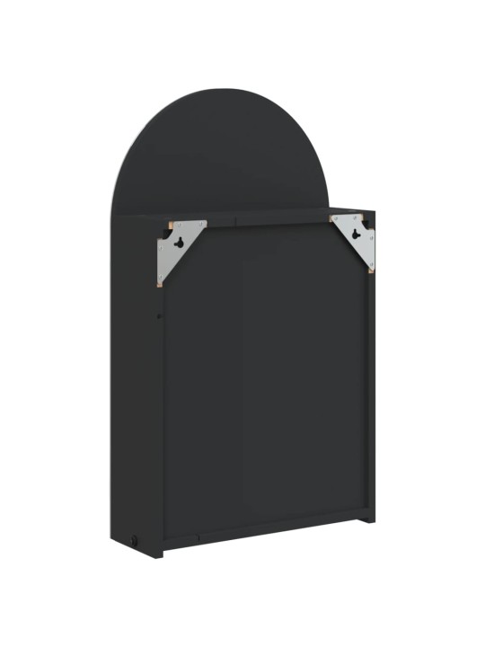 Koupelnová zrcadlová skříňka s LED klenutá černá 42x13x70 cm