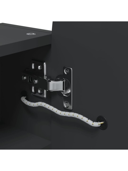 Koupelnová zrcadlová skříňka s LED klenutá černá 42x13x70 cm