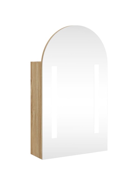 Koupelnová zrcadlová skříňka s LED klenutá dub 42 x 13 x 70 cm