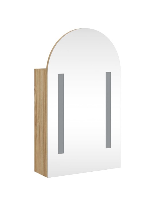 Koupelnová zrcadlová skříňka s LED klenutá dub 42 x 13 x 70 cm