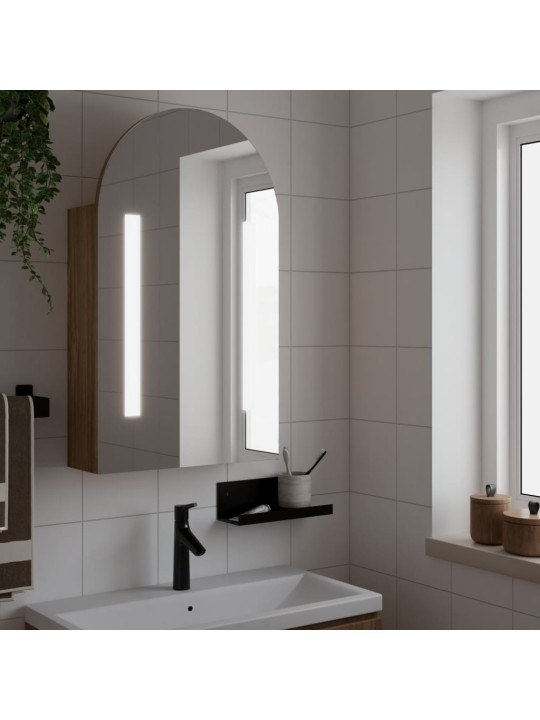 Koupelnová zrcadlová skříňka s LED klenutá dub 42 x 13 x 70 cm