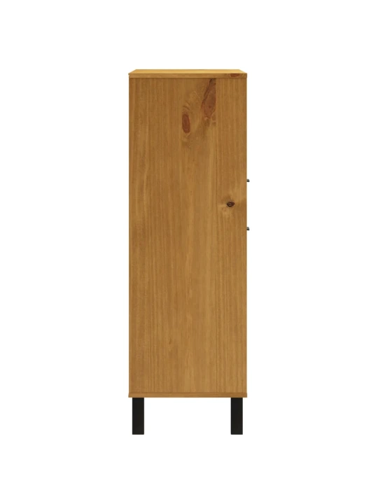 Příborník s prosklenými dvířky FLAM 92x40x122,5 cm borové dřevo