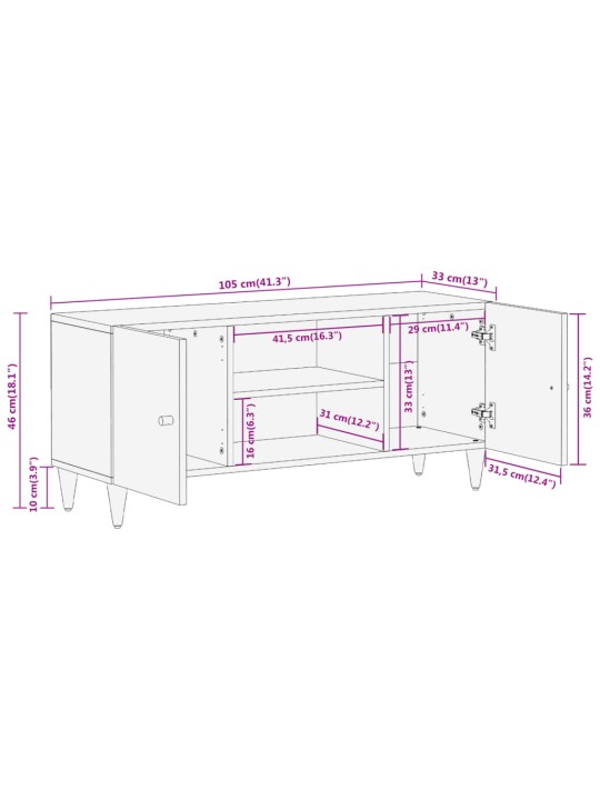 Tv skříňka 105x33x46 cm masivní mangovníkové dřevo