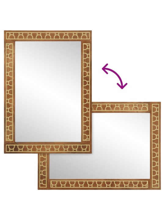 Koupelnové zrcadlo 50 x 70 x 2,5 cm masivní mangovník a sklo