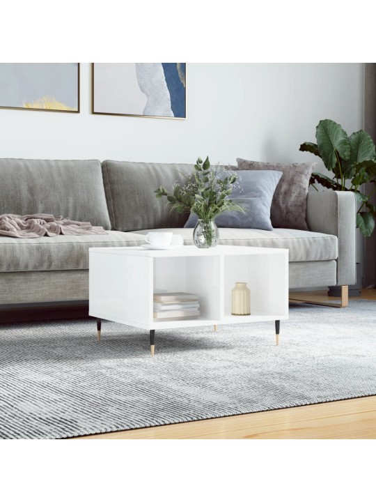 Konferenční stolek bílý s leskem 60x50x36,5 cm kompozitní dřevo