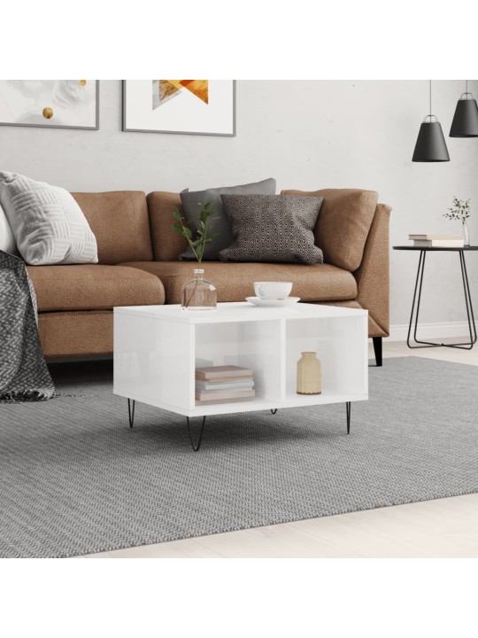Konferenční stolek bílý s leskem 60x50x36,5 cm kompozitní dřevo