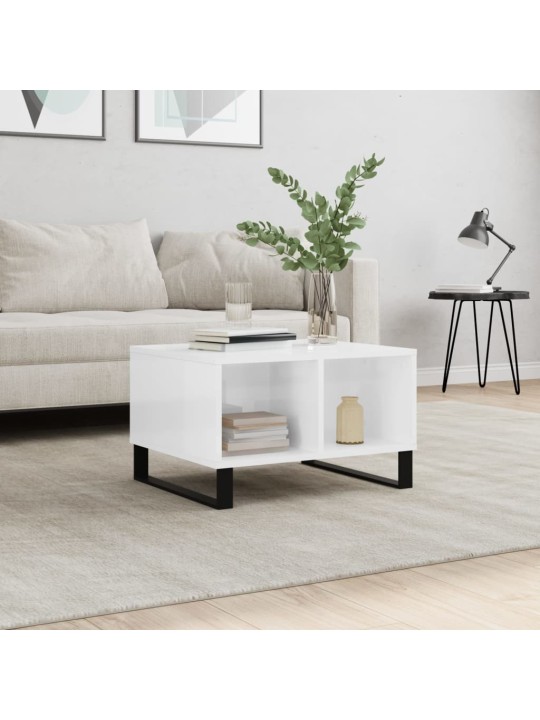 Konferenční stolek bílý s leskem 60x50x36,5 cm kompozitní dřevo