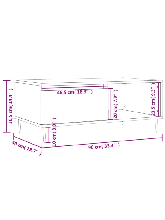 Konferenční stolek betonově šedý 90x50x36,5 cm kompozitní dřevo