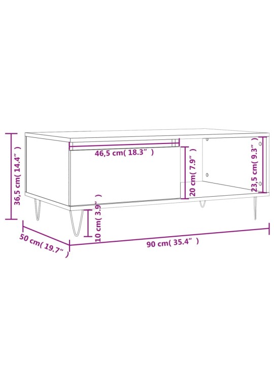 Konferenční stolek betonově šedý 90x50x36,5 cm kompozitní dřevo