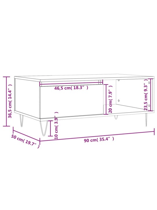 Konferenční stolek kouřový dub 90x50x36,5 cm kompozitní dřevo