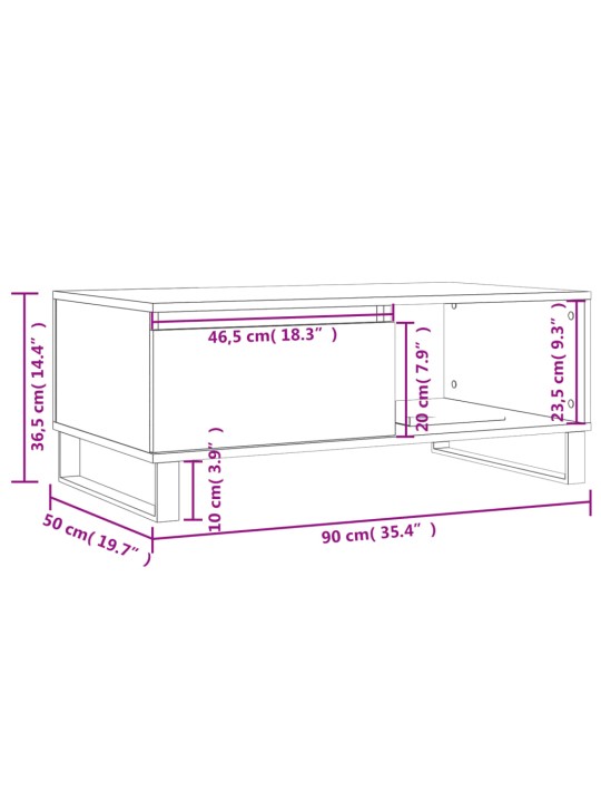 Konferenční stolek betonově šedý 90x50x36,5 cm kompozitní dřevo