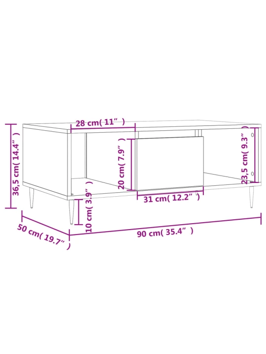 Konferenční stolek dub sonoma 90x50x36,5 cm kompozitní dřevo
