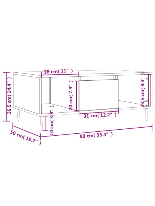 Konferenční stolek kouřový dub 90x50x36,5 cm kompozitní dřevo