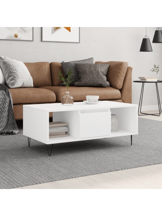 Konferenční stolek bílý 90 x 50 x 36,5 cm kompozitní dřevo