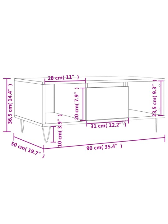 Konferenční stolek betonově šedý 90x50x36,5 cm kompozitní dřevo