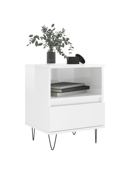 Noční stolek bílý s vysokým leskem 40x35x50 cm kompozitní dřevo