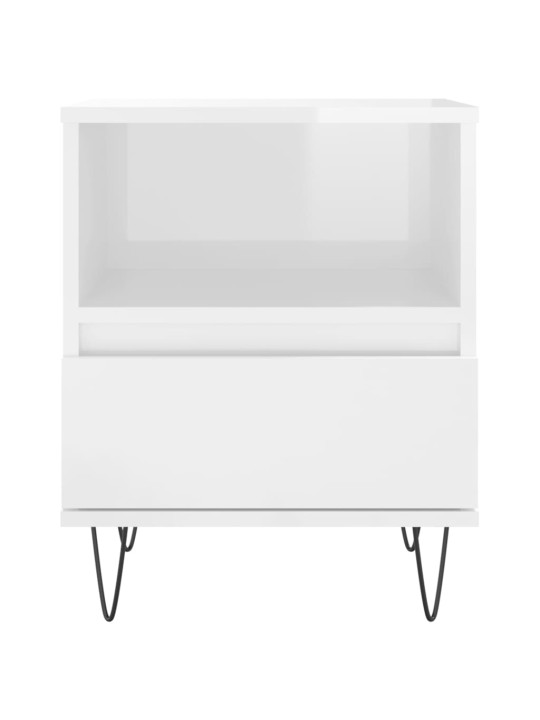 Noční stolek bílý s vysokým leskem 40x35x50 cm kompozitní dřevo
