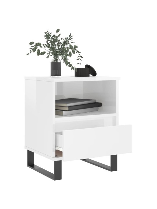 Noční stolek bílý s vysokým leskem 40x35x50 cm kompozitní dřevo