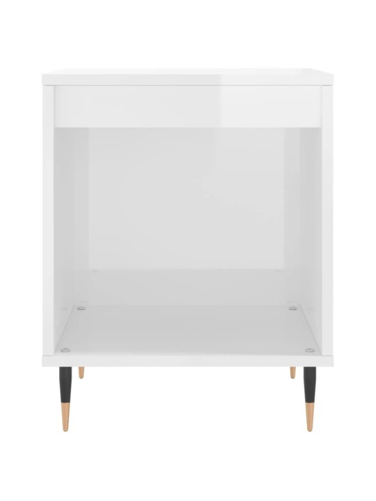 Noční stolek bílý s vysokým leskem 40x35x50 cm kompozitní dřevo