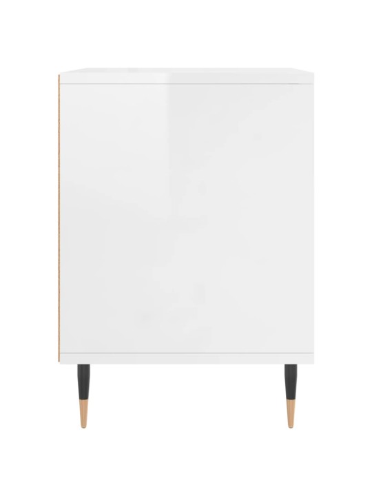 Noční stolek bílý s vysokým leskem 40x35x50 cm kompozitní dřevo