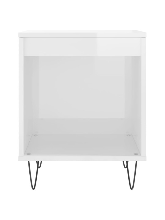 Noční stolek bílý s vysokým leskem 40x35x50 cm kompozitní dřevo