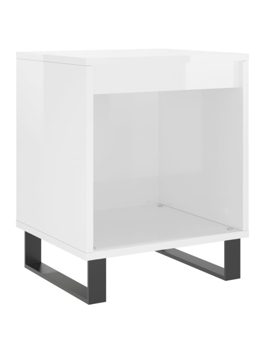 Noční stolek bílý s vysokým leskem 40x35x50 cm kompozitní dřevo