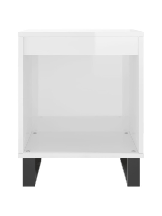 Noční stolek bílý s vysokým leskem 40x35x50 cm kompozitní dřevo