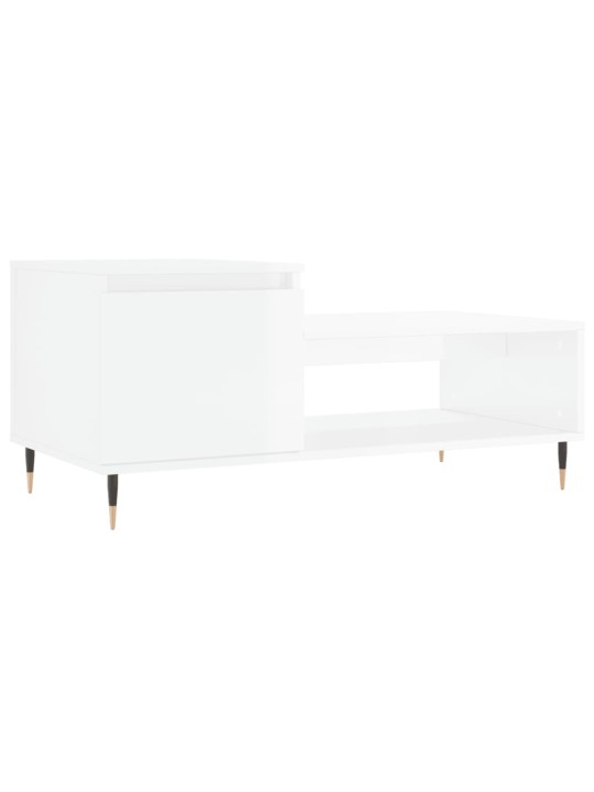 Konferenční stolek lesklý bílý 100x50x45 cm kompozitní dřevo