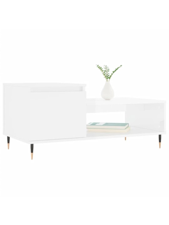 Konferenční stolek lesklý bílý 100x50x45 cm kompozitní dřevo