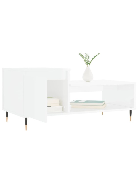 Konferenční stolek lesklý bílý 100x50x45 cm kompozitní dřevo