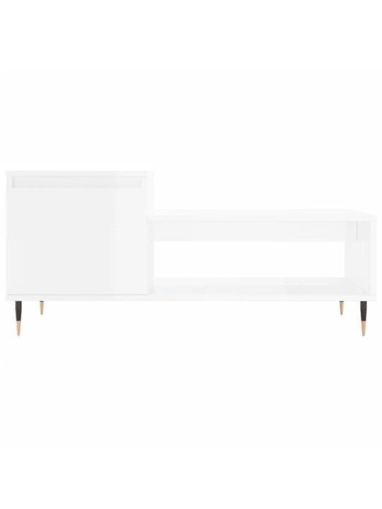 Konferenční stolek lesklý bílý 100x50x45 cm kompozitní dřevo