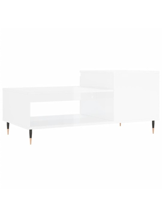 Konferenční stolek lesklý bílý 100x50x45 cm kompozitní dřevo