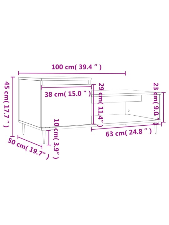 Konferenční stolek kouřový dub 100x50x45 cm kompozitní dřevo