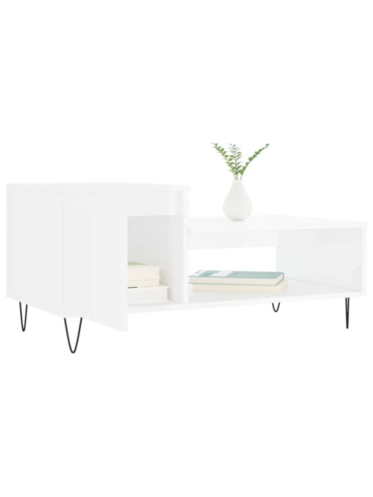Konferenční stolek lesklý bílý 100x50x45 cm kompozitní dřevo