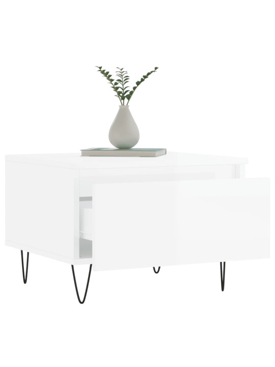 Konferenční stolky 2 ks lesklé bílé 50x46x35cm kompozitní dřevo