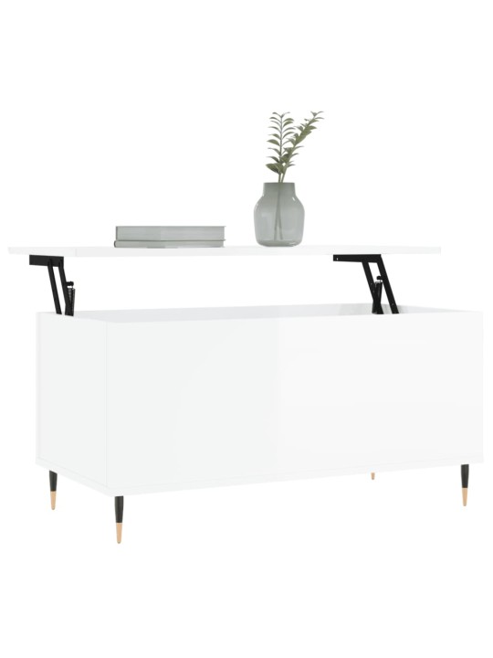 Konferenční stolek lesklý bílý 90x44,5x45 cm kompozitní dřevo