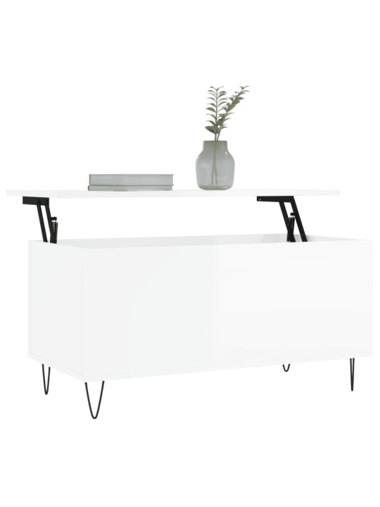 Konferenční stolek lesklý bílý 90x44,5x45 cm kompozitní dřevo