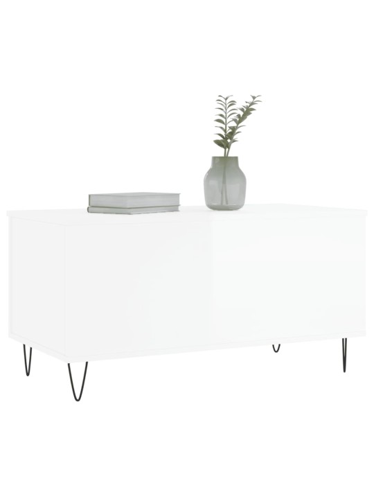 Konferenční stolek lesklý bílý 90x44,5x45 cm kompozitní dřevo