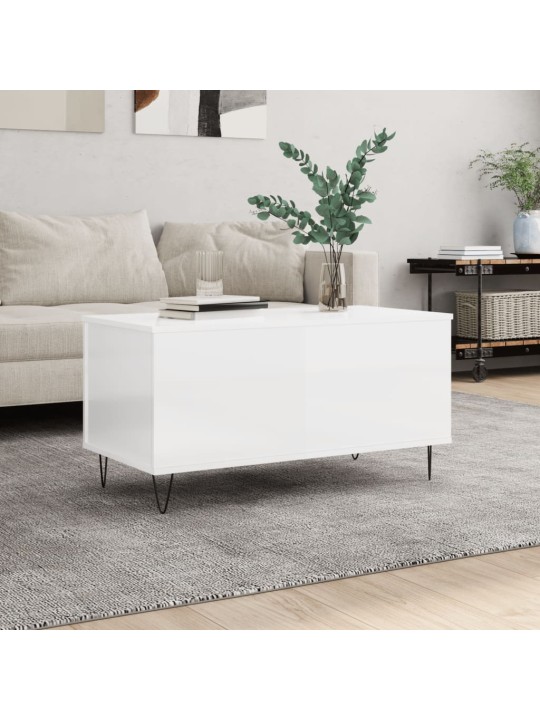 Konferenční stolek lesklý bílý 90x44,5x45 cm kompozitní dřevo