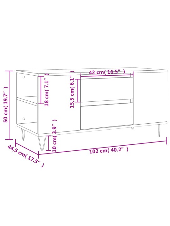 Konferenční stolek černý 102 x 44,5 x 50 cm kompozitní dřevo