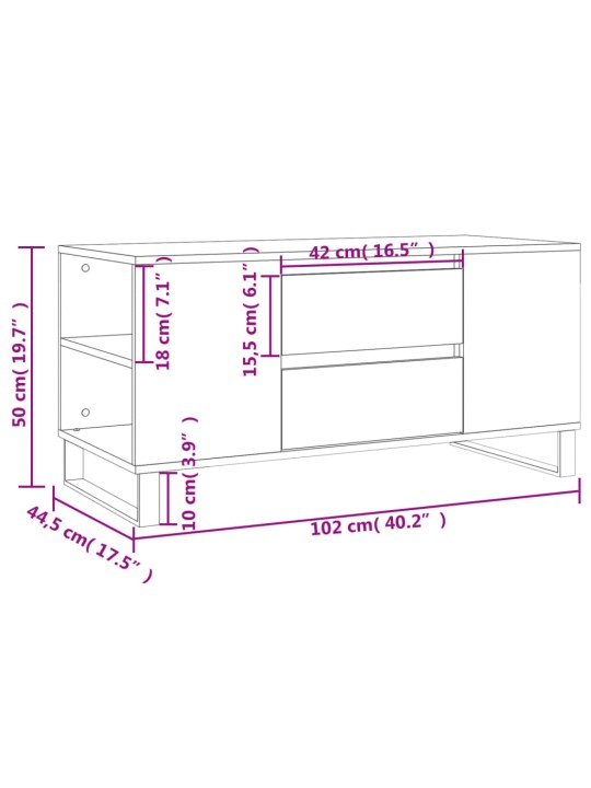 Konferenční stolek bílý 102 x 44,5 x 50 cm kompozitní dřevo
