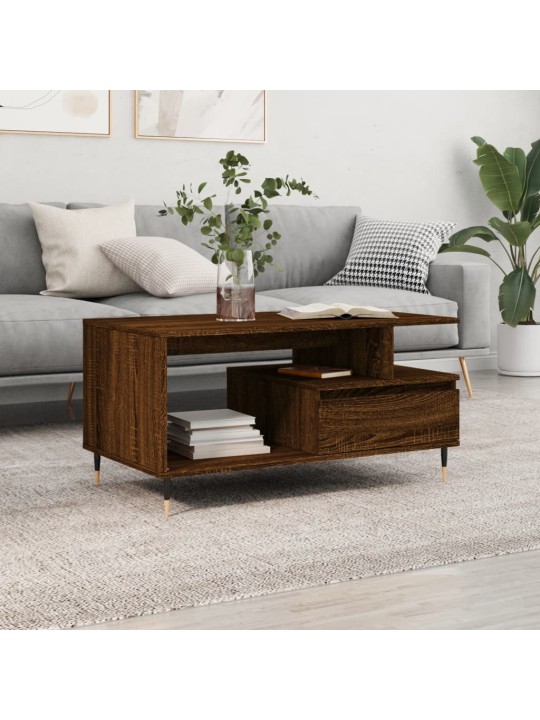 Konferenční stolek hnědý dub 90x49x45 cm kompozitní dřevo