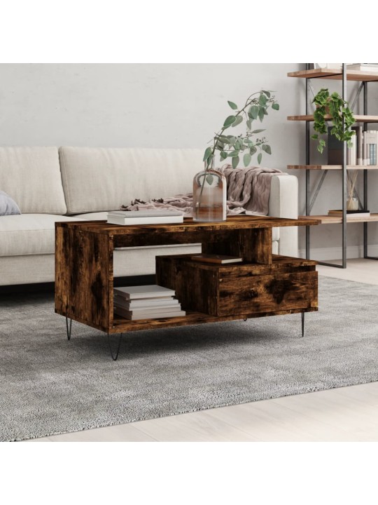 Konferenční stolek kouřový dub 90x49x45 cm kompozitní dřevo