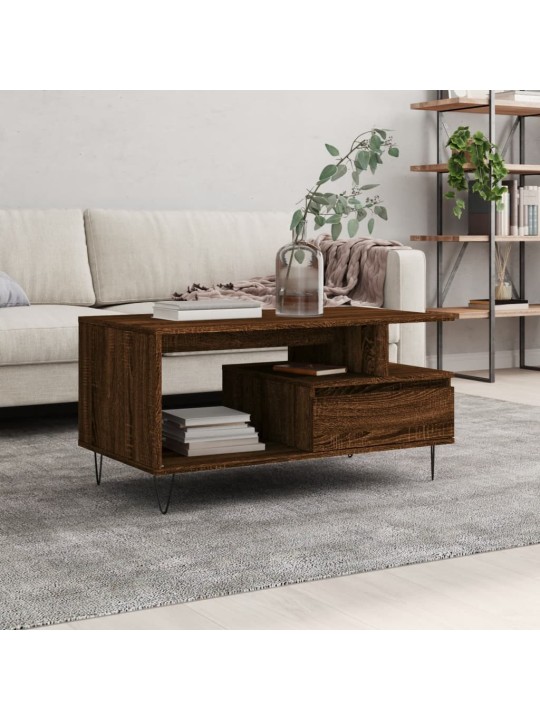 Konferenční stolek hnědý dub 90x49x45 cm kompozitní dřevo