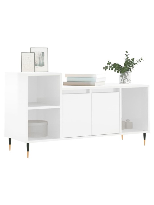 TV skříňka bílá s vysokým leskem 100x35x55 cm kompozitní dřevo