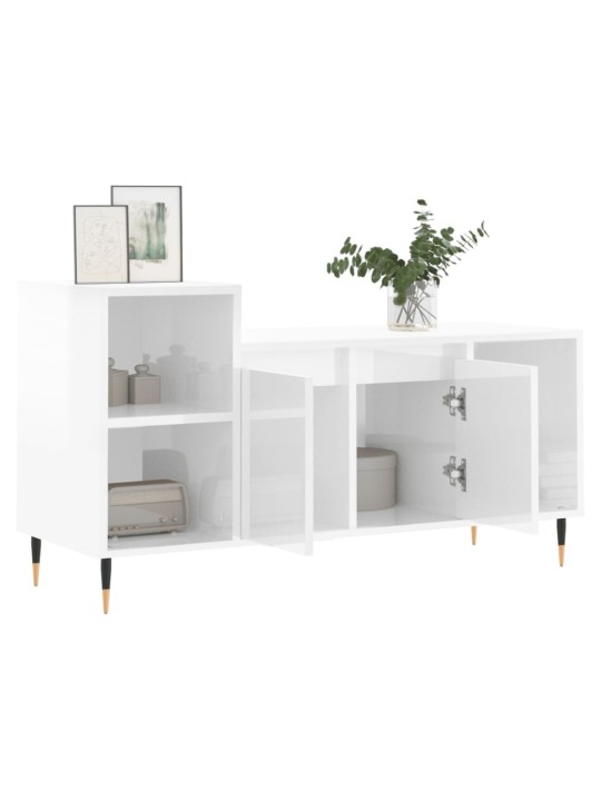 TV skříňka bílá s vysokým leskem 100x35x55 cm kompozitní dřevo