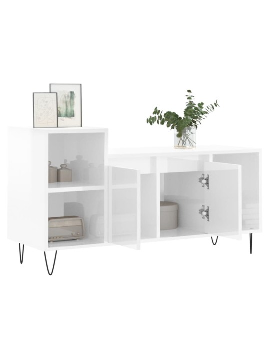 TV skříňka bílá s vysokým leskem 100x35x55 cm kompozitní dřevo