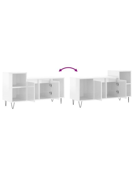 TV skříňka bílá s vysokým leskem 100x35x55 cm kompozitní dřevo
